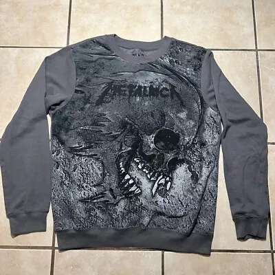 Metallica Flaming Skull Long Sleeve Gray Crewneck Sweatshirt Mens Size XL • $25