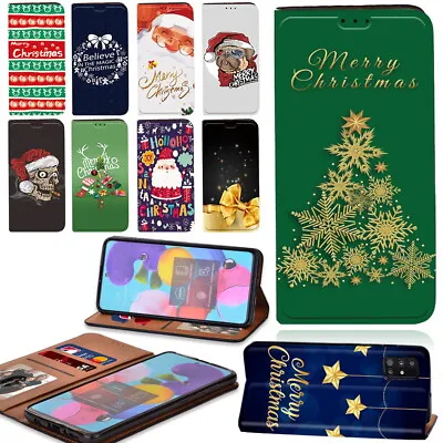 Christmas PU Smart Stand Wallet Phone Case For Samsung Galaxy A10/A20/A30/A40/41 • £4.49