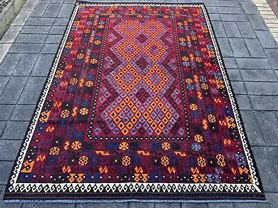 Handmade Afghan Vintage Wool Kilim Size: 300 X 205 Cm Tribal Wool Kelim Area Rug • $900