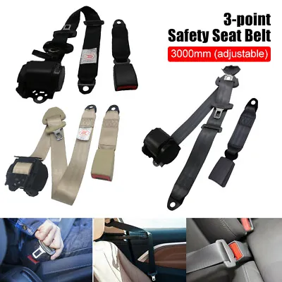 Retractable 3 Point Safety Seat Belt Straps Car Vehicle Adjustable Belt Set • $41.99