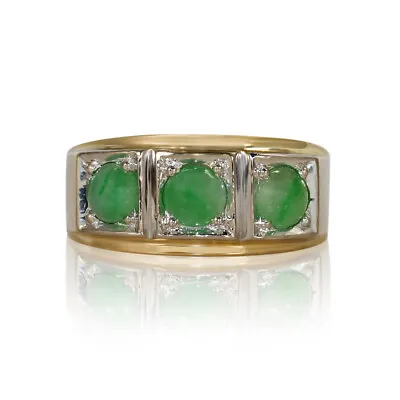 14K Yellow Gold Vintage Jade Ring 9gr • $695
