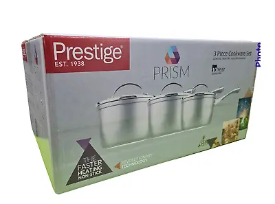 £49.99 • Buy Prestige Saucepan Set With Lid Non Stick Aluminium Silver 14/16/18cm Set Of 3
