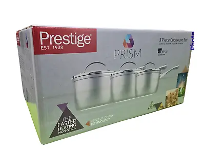 Prestige Saucepan Set With Lid Non Stick Aluminium Silver 14/16/18cm Set Of 3 • £49.99