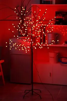 £34.95 • Buy Xmas Red 5ft Pre-lit Light Up 200 Led Berry Blossom Tree Christmas 