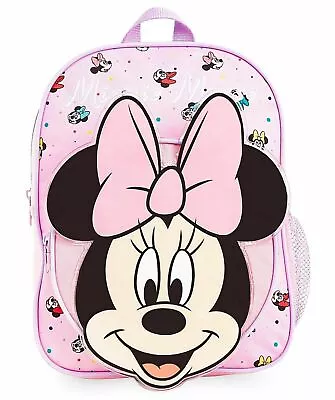 Disney Minnie Mouse Pink Backpack With 3D Design Front Pocket For Girls • £17.49