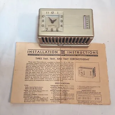HONEYWELL Comfort Thermostat With Clock Wall Mount Art Deco Untested Vintage • $41.94