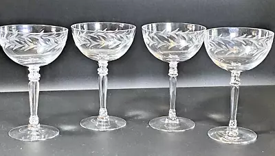 Vintage Holly Clear By Fostoria Crystal Champagne/Tall Sherbet Glasses Set Of 4 • $40