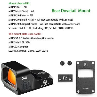 Shake Awake 3MOA Full Size Red Dot Sight OWL For S&W M&P M2.0 Vortex Mount Plate • $98.54