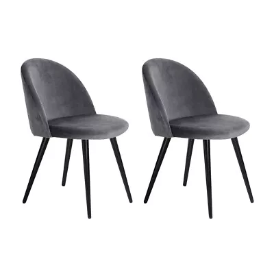 Artiss Set Of 2 Velvet Modern Dining Chair - Dark Grey • $114.27