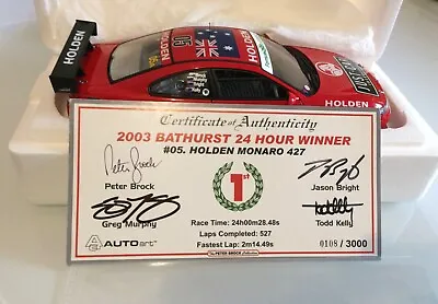 $1190 • Buy 1:18 Biante Holden Monaro 427 #05 Peter Brock 2003 24 Hour Bathurst Winner