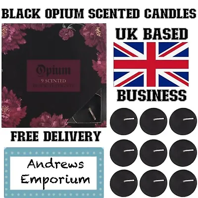 Opium Scented Black Tealights 9 Pack Tea Lights Small Candles Gothic Wiccan Gift • £4.89