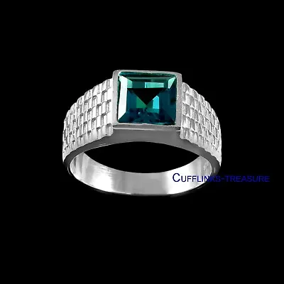 Natural London Blue Topaz Gemstone With 925 Sterling Silver Ring For Men's #444 • $80.75