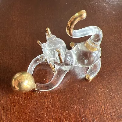 Vintage Clear Murano Glass Cat/Kitten Playing With A Ball ITALY MADE • $15