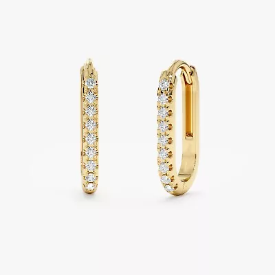 18K Gold Diamond Hoop Dainty Micro Pave Huggie Earring In WhiteYellowrose Gold • $239