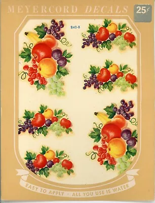 Vintage Meyercord Decals Mixed Fruit Clusters #840-B 6/sheet 1940s • $13.99