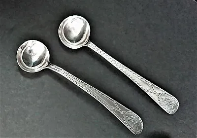 Pair Of Sterling Silver Salt Spoons  H'marked London 1795.   George III. • £52