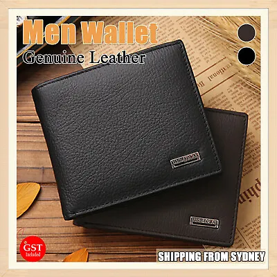 $16.59 • Buy Mens Genuine Leather Wallet Cowhide Coin Purse Wallet Multiple Card Slots New