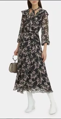 ZIMMERMANN Fleeting Flounce Wisteria Floral Long Sleeve Midi Dress Size 1 (10) • $299