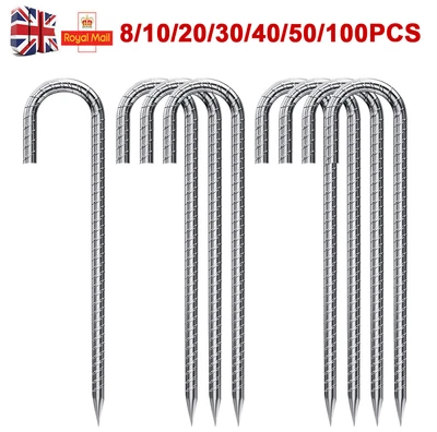 £13.69 • Buy 10/20/50/100 Heavy Duty Galv Steel Tent Pegs 300*8mm Metal Camping Ground Sheet