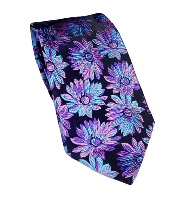 Duchamp London Wow!! Vivid Black & Multicolour 'canteiro Floral' Tie Freepost • $91.30