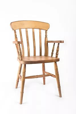 Farmhouse Slat Back Carver Dining Chair Made From Solid Beech Wood • £180