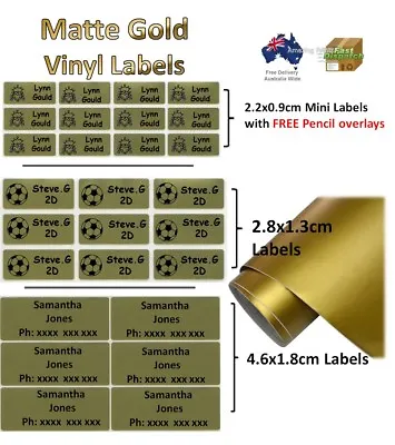 $3.47 • Buy Gold Vinyl Personalised Name Label Sticker School Book Tag Pencil Waterproof Kid