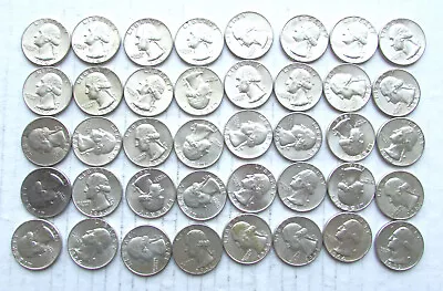 One Roll Washington Quarters (40) 90% Silver  $10 Face Value  1964  AU • $174.95