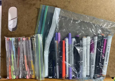 Lot Of 41 Mix And Match Pens Markers - Some New Some Used - Journal Coloring • $5