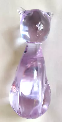 Murano Neodymium Glass Cat 4.5  Tall Vintage Modern Purple Blue • $99.99