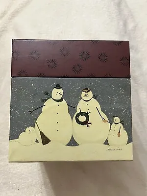 A BOX With Lid 2008 By Warren Kimble Snowman Family Mom Dad Child Cat 6X6X7 • $7.49