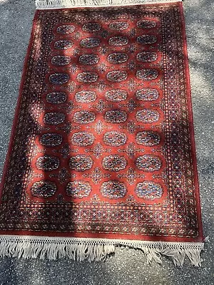 Vintage Karastan Red Bokhara Wool Rug (4x6) • $300