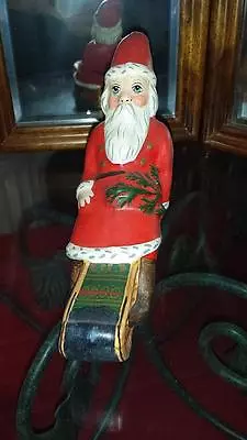 Vaillancourt Folk Art Chalkware #165 SANTA ON SNOW KING SLED *LE* ONLY 500 MADE • $235