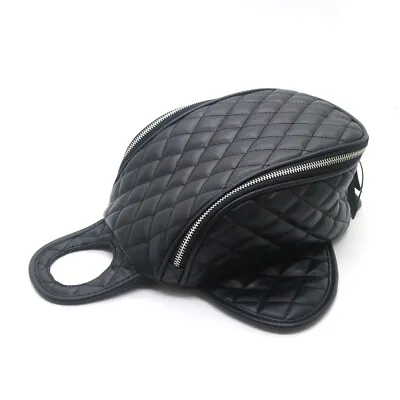 Black Waterproof Magnetic Motorcycle Diamond PU Leather Oil Fuel Tank Travel Bag • $32.99
