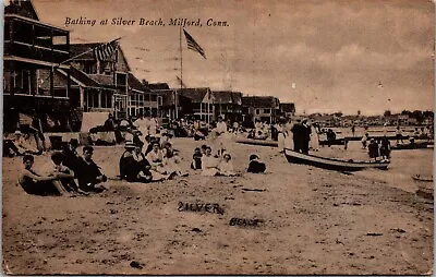 Bathing At Silver Beach Milford CT C1920 Vintage Postcard O45 • $7.49