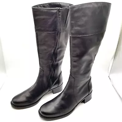 C La Canadienne Women Tall Riding Boots Size 8 M Black Leather Side Zip • $101.14