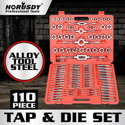 TAP AND DIE Set 110 Piece METRIC W/Case Screw Extractor Remover Chasing NEW • $74.74