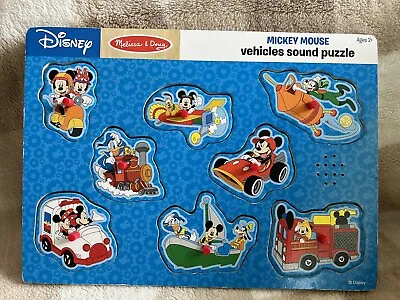 $3 • Buy Disney Melissa & Doug Mickey Mouse & Friends Vehicles Sound Peg Puzzle 8 Pcs Set