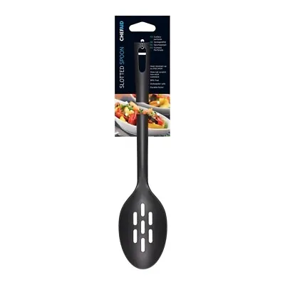 Chef Aid Nylon Slotted Spoon Non-Stick Cooking Baking Kitchen Utensil  Black New • £3.95