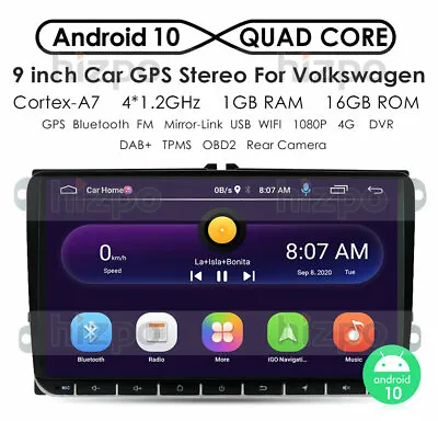 $120.15 • Buy 9  Car GPS Stereo Radio Android 10.0 4-Core For VW B5 MK4 MK5 Golf Passat Jetta