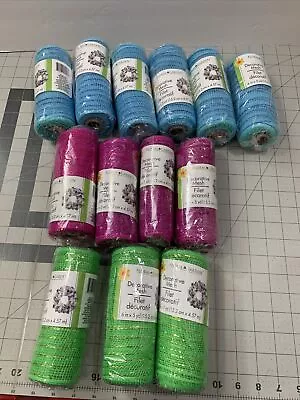 Decorative Mesh Craft Roll Blue Pink Green 6 X5 Yards Floral Garden LOT OF 13 • $18