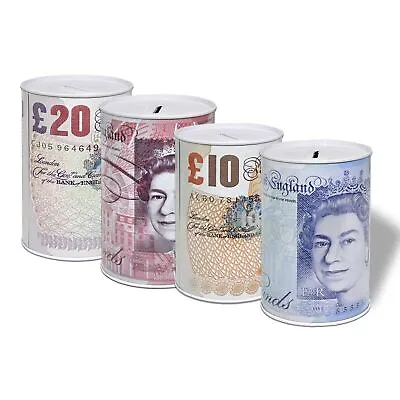 Money Tin Box Pound Note Money Coin Jar Novelty Savings Tin Holds Money Bank Tin • £6.99