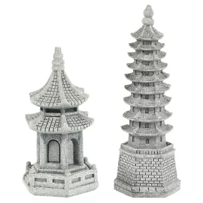 2PCS Garden Tower Figurines Pagoda Zen Garden Miniature Chinese Decoration • $12.12
