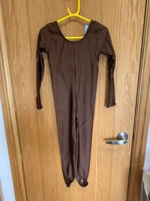 £7.50 • Buy Danse Dezines Long Sleeve Round Neck Brown Catsuit Size 1 CS BNWT With Stirrups