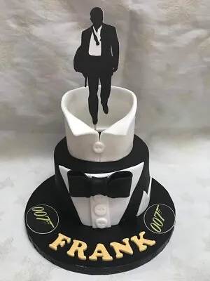 James Bond Cake Topper Black Tuxedo Upright Cake Decoration Black Tie Free • £3.99