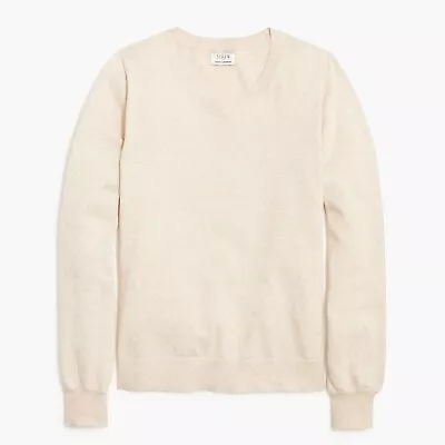 J. Crew Womens Sweater M Tan Cotton Blend Puff Sleeve BS905 Cashmere Blend • $24.99