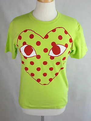 £9.99 • Buy PLAY Comme Des Garcons Mens Lime Heart Tshirt UK Small Preowned Good Condition