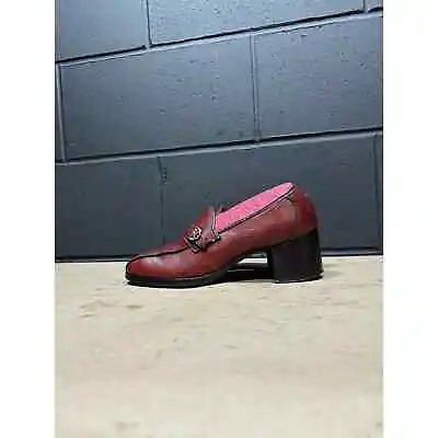 Vintage Bass Brogues Red Leather Mary Jane Block Heel Shoes Women’s Sz 6 • £53.04