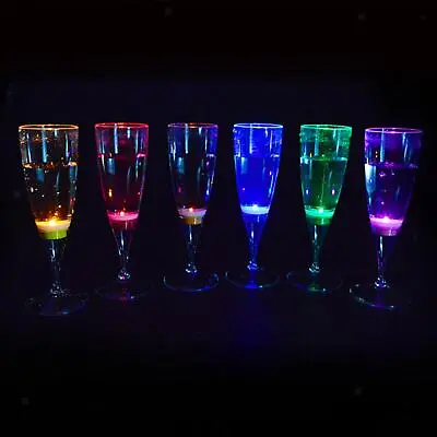 6 Pieces Champagne Cups LED Mugs Light Up Plastic Drinks Cups 5oz/150ml Toasting • £21.25