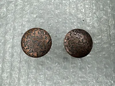 Vintage Round Solid Copper Drawer-Cabinet Door Knobs Lot Of 2 • $13.99