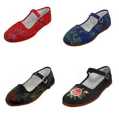 New Womens Brocad Mary Jane Shoes Flat Slip On Ballet Sandals Colors Sizes 5-11 • $10.35